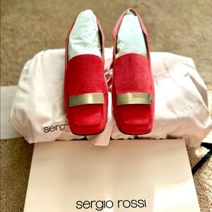 Sergio Rossi Royal Corallo Suede Loafers – Size 38.5 – New